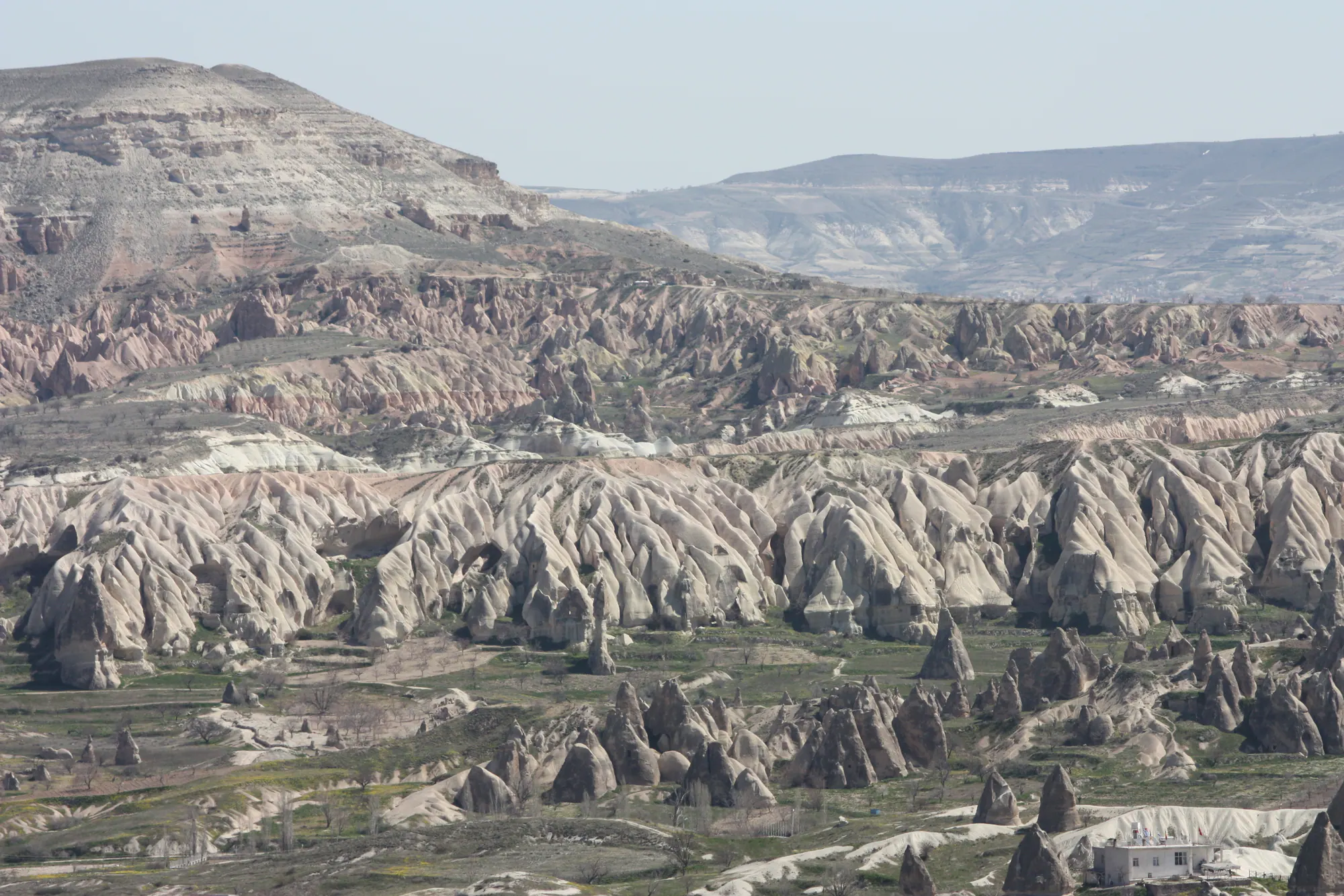 Panoramic view of early Christian rock-cut valleys in Göreme, Cappadocia